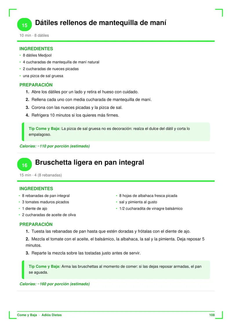 Página real del libro Adiós Dietas